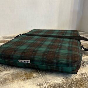 TLC KANVAS Green Plaid Seat Cushion Soft  with Canvas Seat Strap